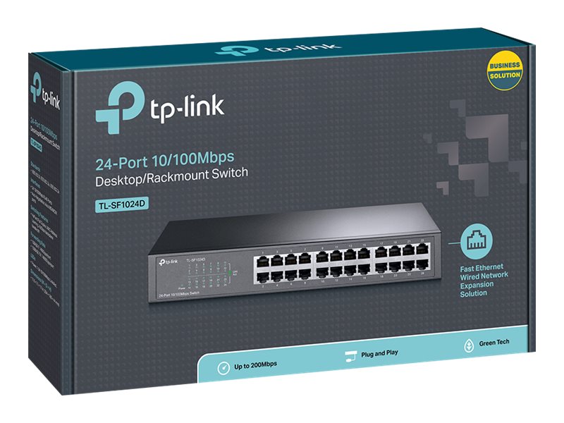 Tp-Link Tl-Sf1024d, Unmanaged, Fast Ethernet (10/100), Vollduplex, Rack-Einbau, 1U