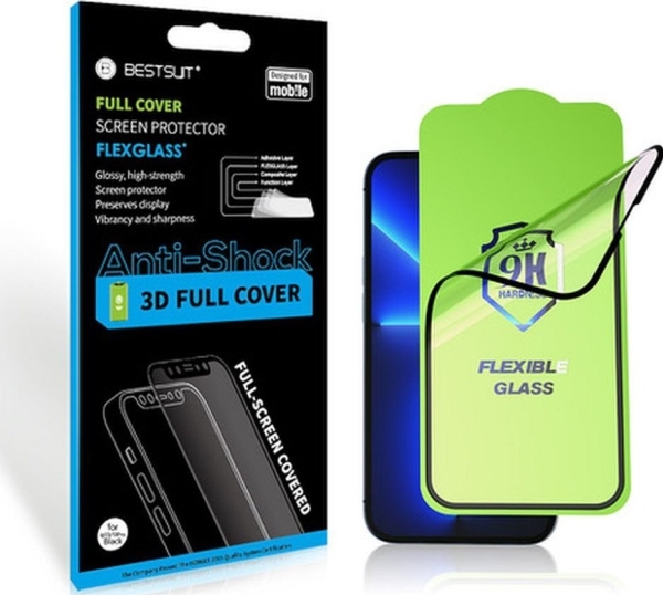 Partner Tele.Com Hybridglas Bestsuit Flexible 5D Full Glue Til Iphone 15 Pro Max Sort