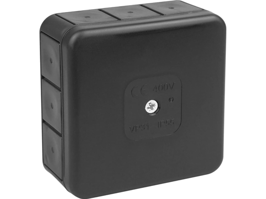 Viplast Vp-31 Nt Box 85X85x37mm Ip55 400V 12Inl.L. Gummi Hohl Schwarz (1Lm)