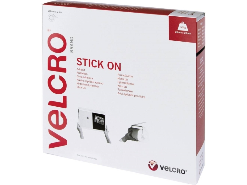 VELCRO® VEL-EC60354 Burrebånd til fastlimning Burrebånd statisk loop del (L x B) 25000 mm x 20 mm Hvid 25 m