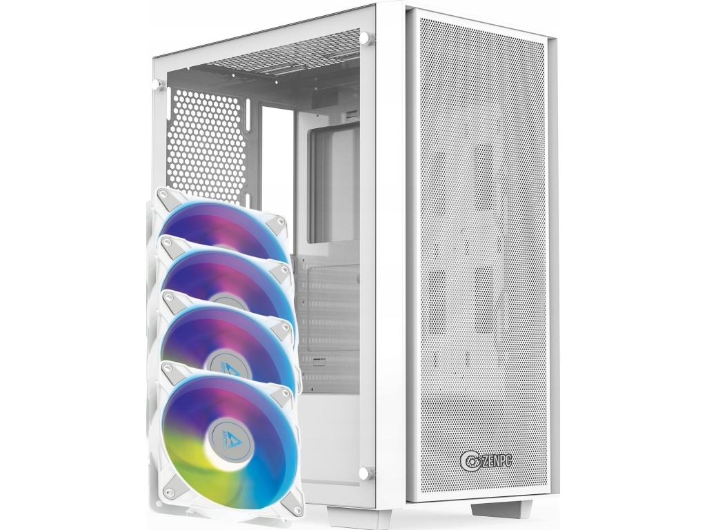 Zenpc Computer Gehäuse Zenpc Z1 Mesh Glas Weiß 4X P12 Pwm Pst Argb