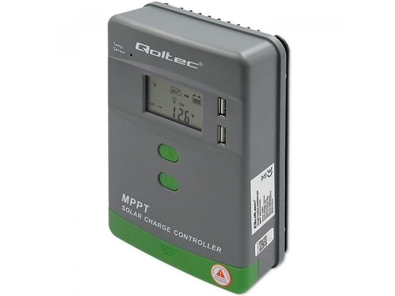 Qoltec Solar Mppt Laderegler Mit Temperatursensor 20A |12V / 24V | Lcd | 2 X Usb