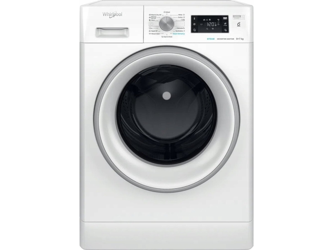 Whirlpool FFWDB 976258 SV EE, Edestä täytettävä, Vapaasti seisova, Valkoinen, Vasen, 9 kg, 1600 RPM
