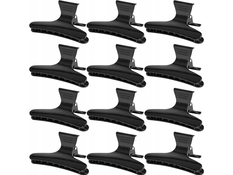 Activeshop hårclips/tang til frisørkrabber E-49 12 stk. sort