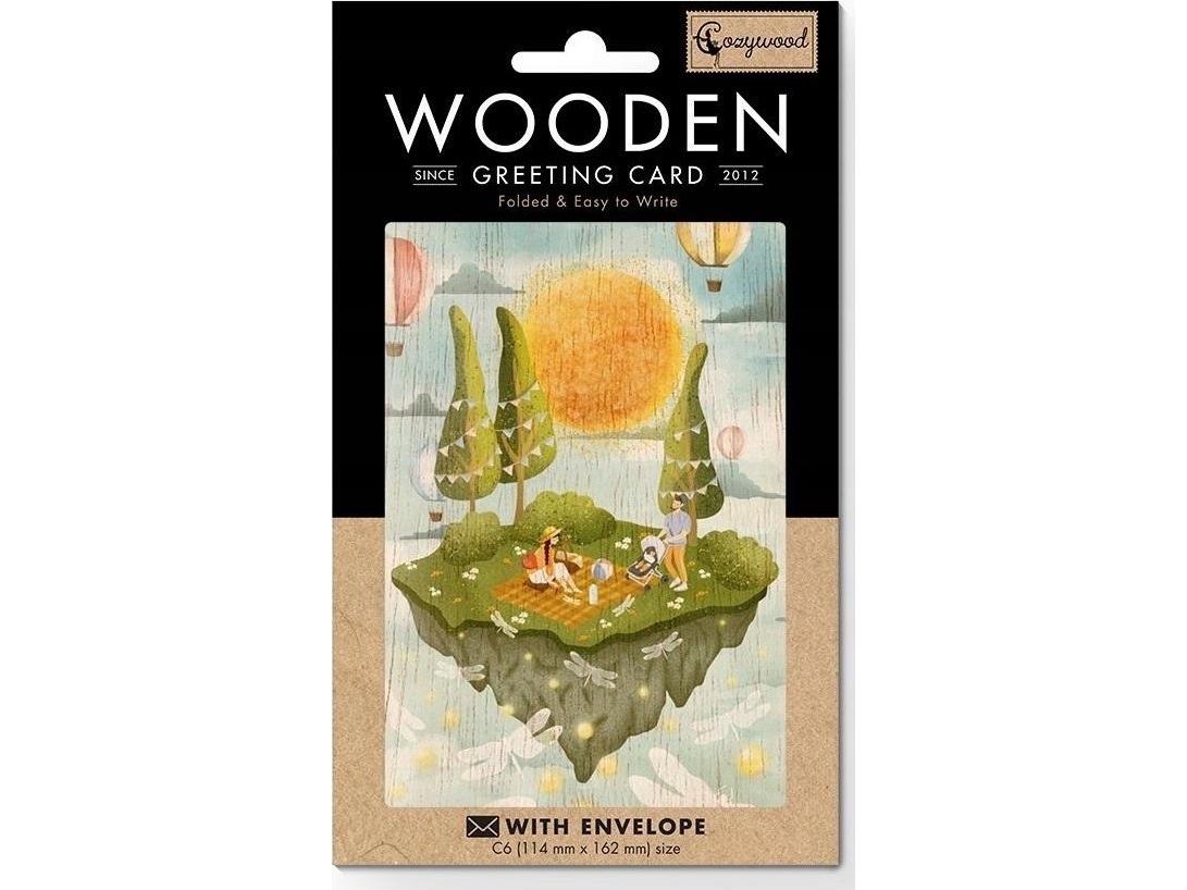 Cozywood Træcarnet C6 + kuvert Fødselsdagspicnic