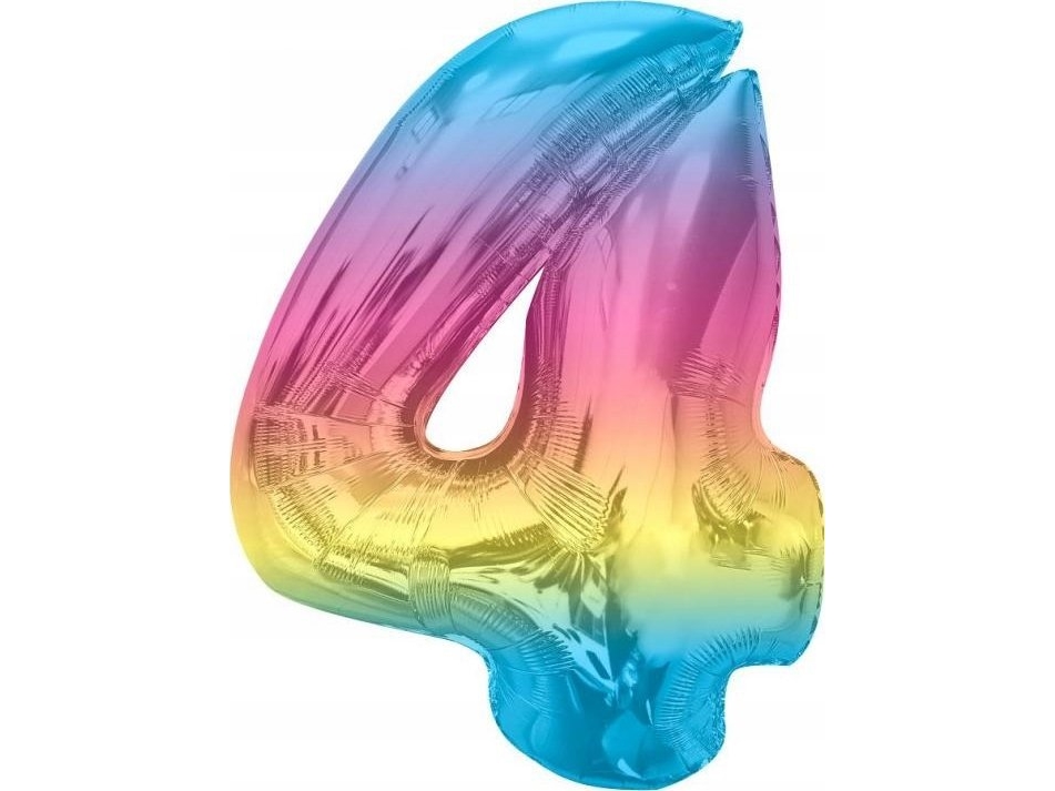 Godan Folienballon Nummer 4 Regenbogen Smart 92Cm
