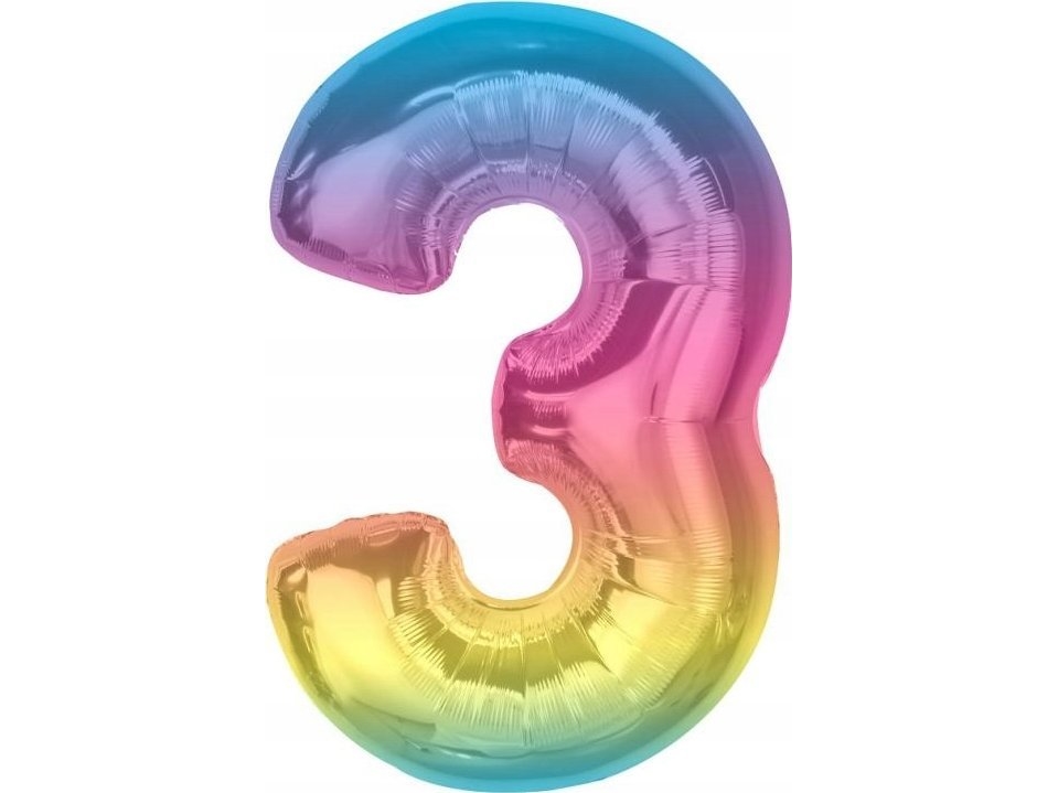 Godan Folienballon Nummer 3 Regenbogen Smart 92Cm