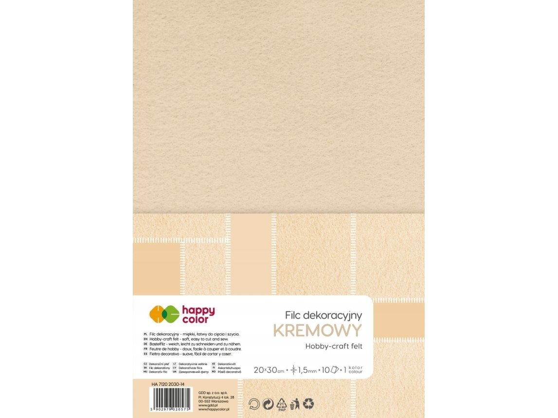 Dekorativ creme-filt 10 stk HAPPY COLOR