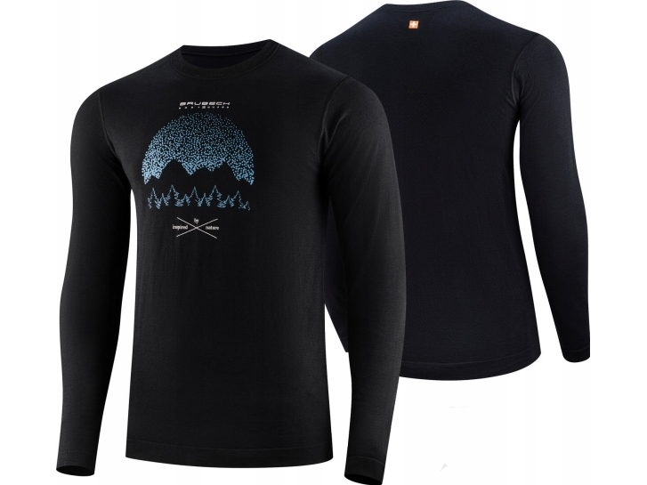 Brubeck LS1414M herre T-shirt med lange ærmer OUTDOOR WOOL PRO sort XL – GÓRY 14