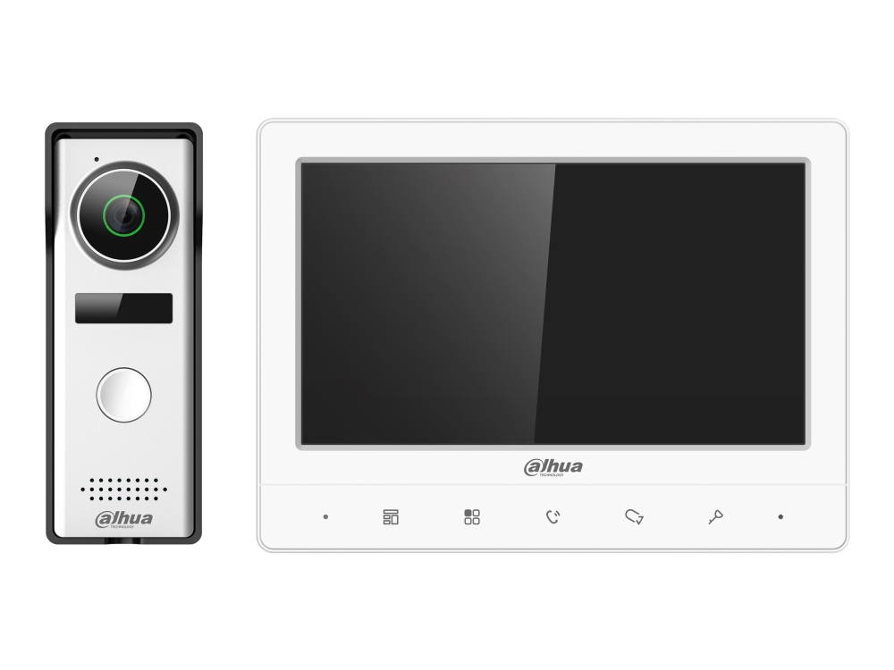 Dahua 4-Draht Serie Kta02 - Video Intercom Kit - Ip-Türstation Mit Monitor - Mit Kamera - Weiß, Silber