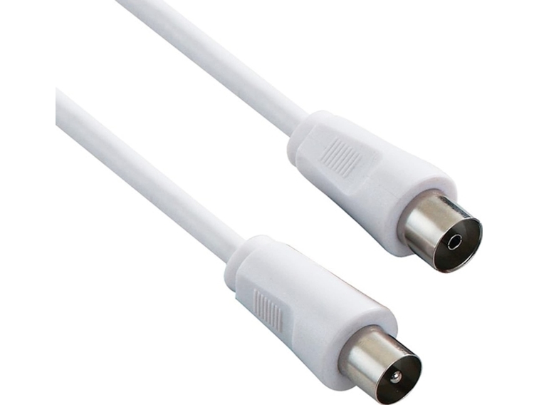 Koaksialkabel Neutralle Kabel Antenowy Coax (9,5 Mm) M - Coax (9,5 Mm) F, 2 M, 75 Ohm, Hvid