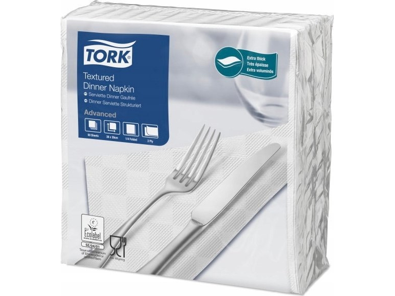 Tork 509414 Middagsservietter Obiadowe Advanced 2-Lags Hvid