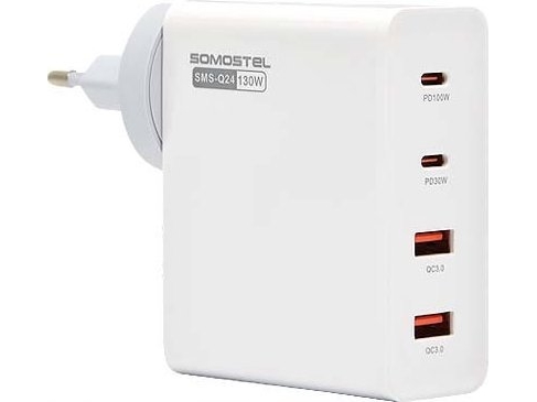 Vega Netoplader 130W Gan Hvid Somostel Power Delivery Q24 2Xpd + 2Xusb