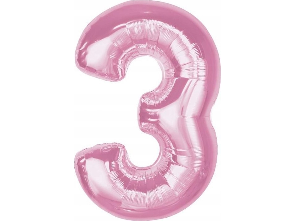 Godan Folienballon Nummer 3 Hellrosa Smart 92Cm