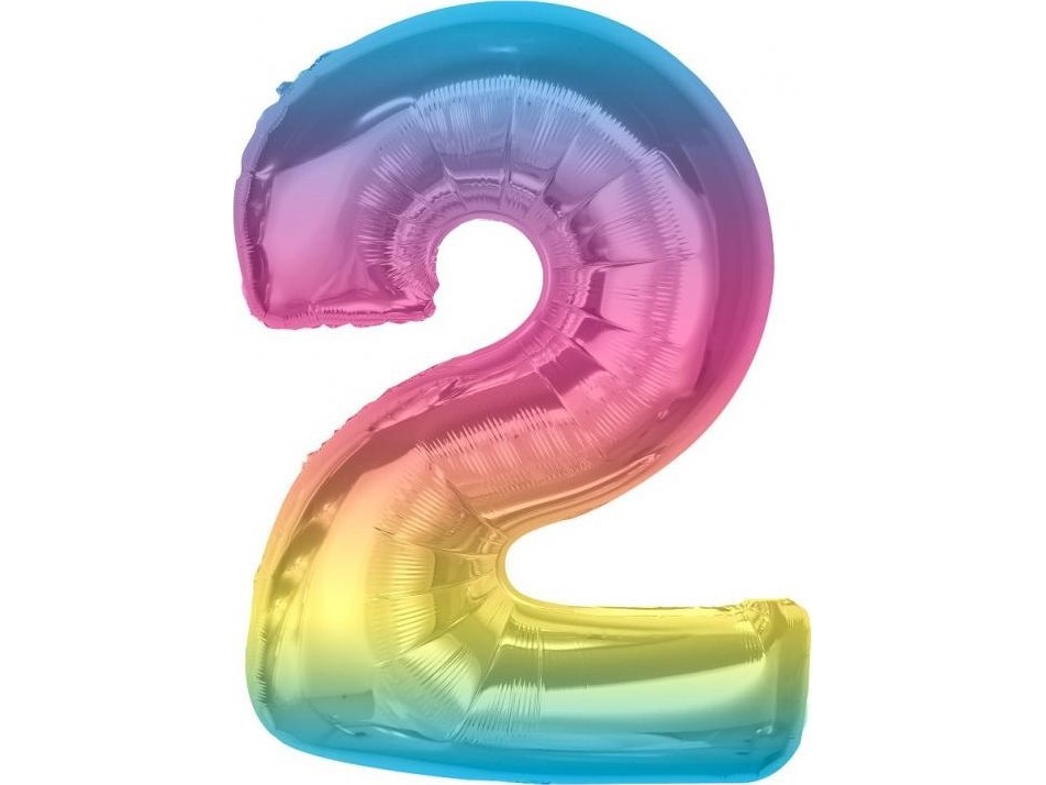 Godan Folienballon Nummer 2 Regenbogen Smart 92Cm