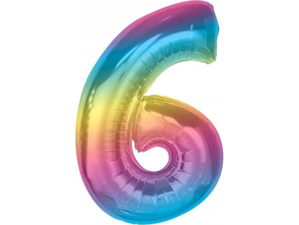 Godan Folienballon Nummer 6 Regenbogen Smart 92Cm