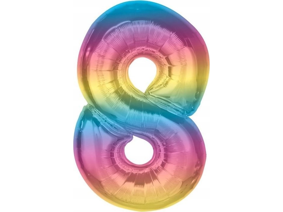 Godan Folienballon Nummer 8 Regenbogen Smart 92Cm