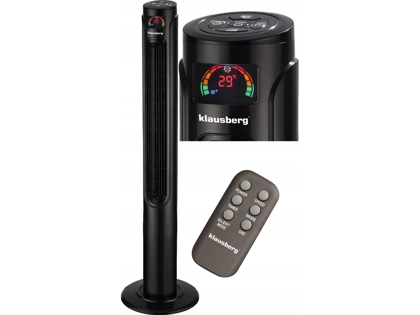 Klausberg gulvstående søylevifte med fjernkontroll 55 W KLAUSBERG KB-7720