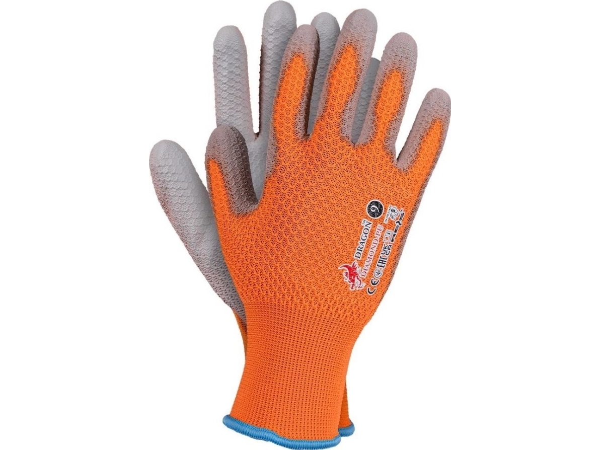 R.E.I.S. Diamond-Pu - Beschichtete Sicherheitshandschuhe, 100% Polyester-Streifen 13, Rahmengenäht, Fingerfertigkeit + Ausgezeichnetes Gefühl Für Das
