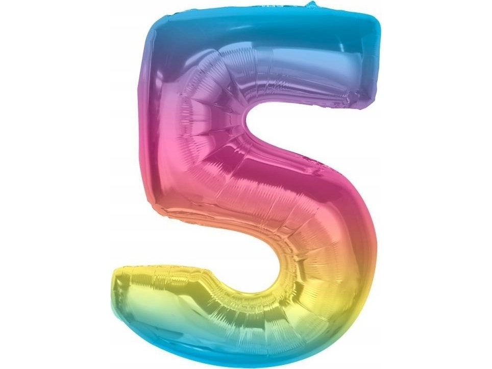 Godan Folienballon Nummer 5 Regenbogen Smart 92Cm