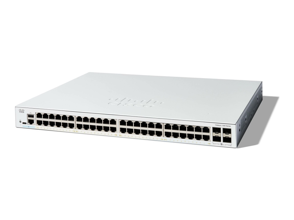 Cisco Catalyst 1300-48T-4X - Switch - L3 - Administreret - 48 X 10/100/1000Base-T + 4 X 10 Gigabit Sfp+ - Monterbar På Stativ