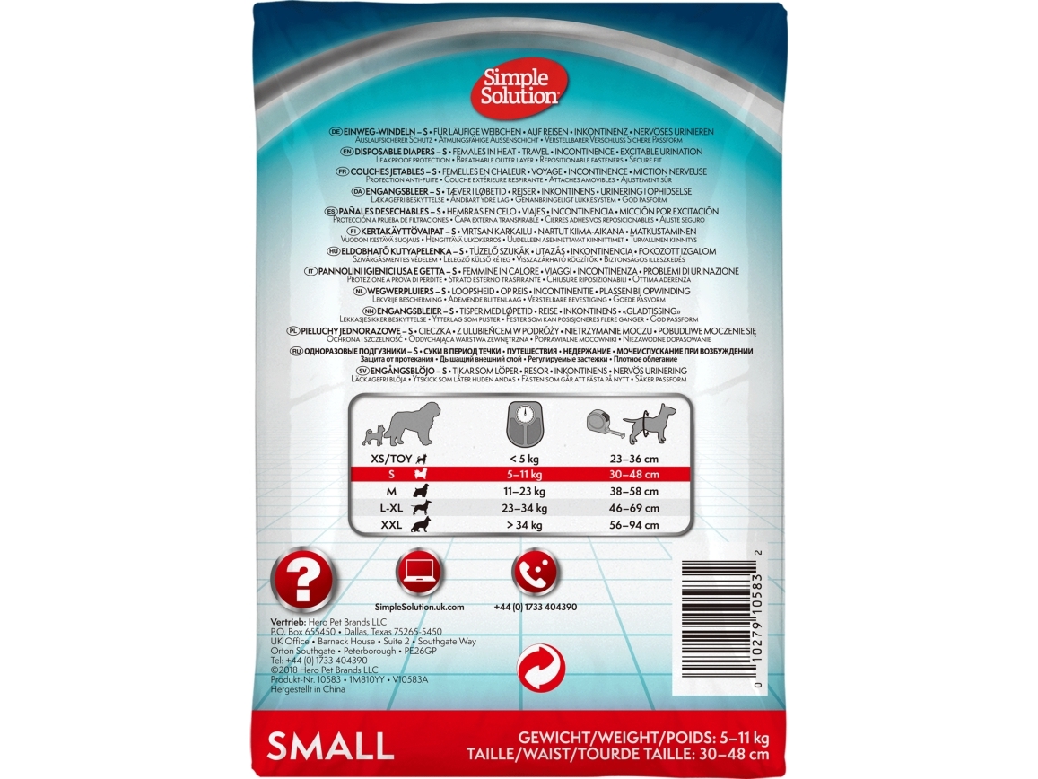 Simple Solution Engångsblöja för tikar, 12 st, S | Sällskapsdjur - Hund - Skötsel & Hygien | GameStuff