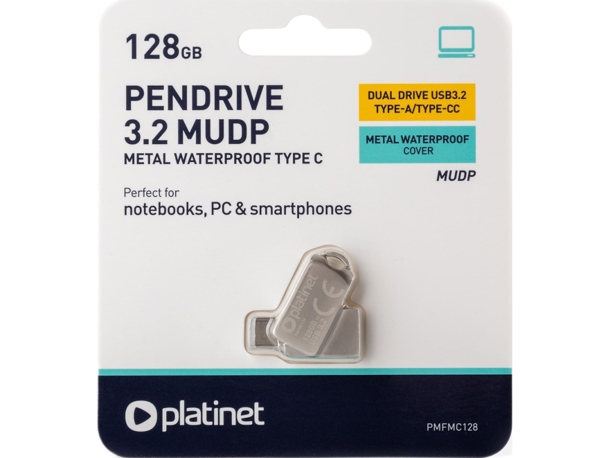 Pendrive Platinet Platinet Pendrive Usb 3.2 + Usb-C 128Gb Metall Udp Wasserdicht [45969]