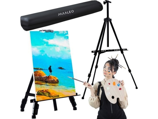 Male Staffeli, justerbart, i metal med bæretaske Sort