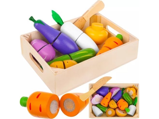 Kruzzel set med frukt och grönsaker i trä för skärning Z23543 | Leksaker - Rollek - Leksakskök och mat | GameStuff