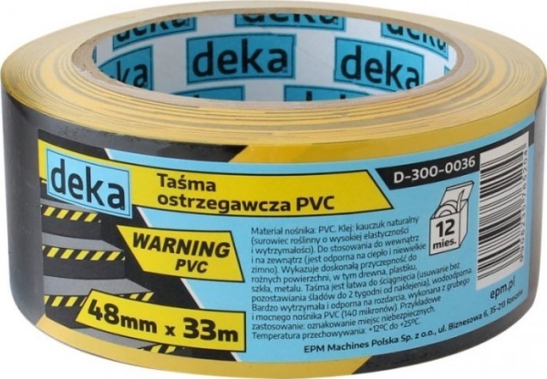 Deka Advarselsbånd 48 Mm X 33 M Sort