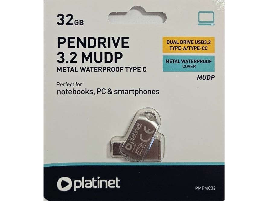 Pendrive Platinet Platinet Pendrive Usb 3.2 + Usb-C 32Gb Metall Udp Wasserdicht [45970]