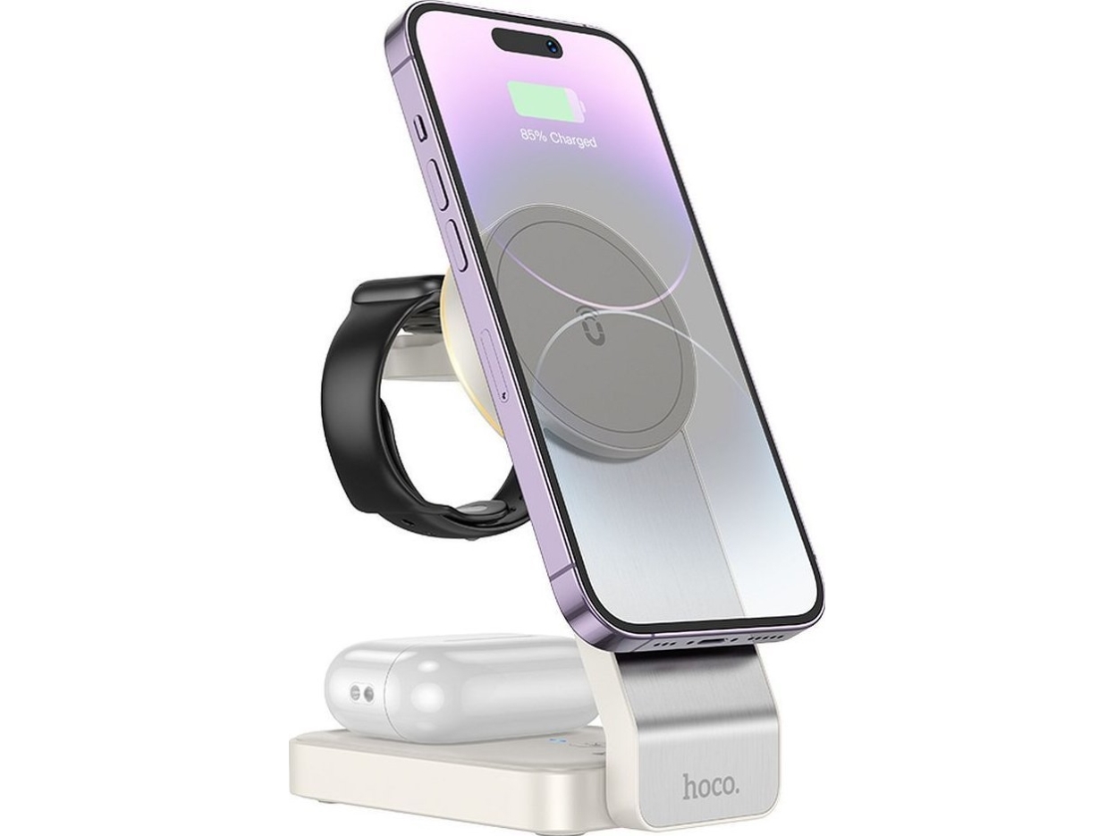 Hoco Induktionsladegerät 3-In-1 Kompatibel Mit Magsafe 15W Cq3 Weiß