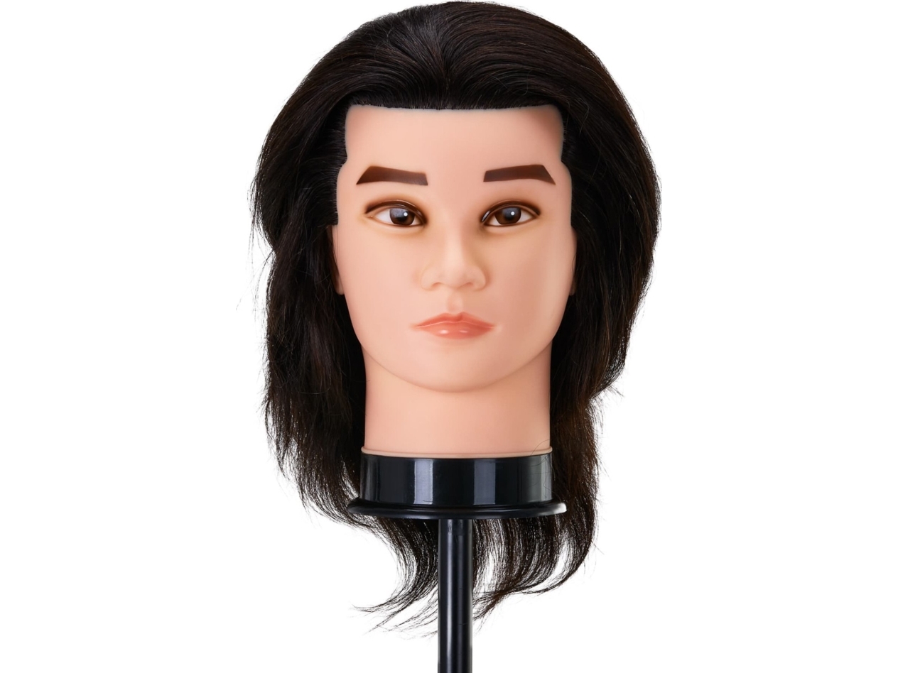 Frisørtræningshoved - WZ3 hårtræningshoved, naturligt hår, farve 1 længde 20 cm