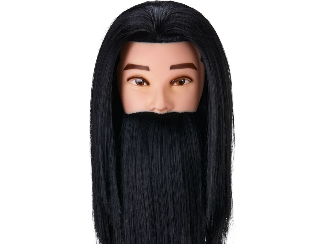 Activeshop Frisørtræningshoved med skæg Gabbiano WZ4 syntetisk hår, farve 1H, længde 8+6