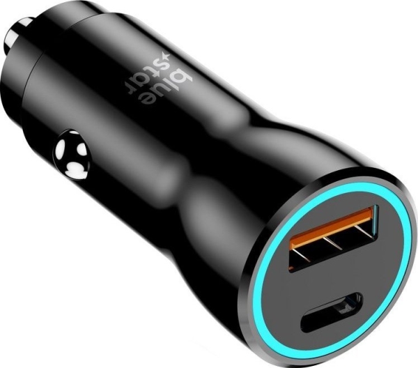 Biloplader Blue Star Blue Star 3A 25W Type C + Usb A Pd Qc3.0 Afc Pps Sort