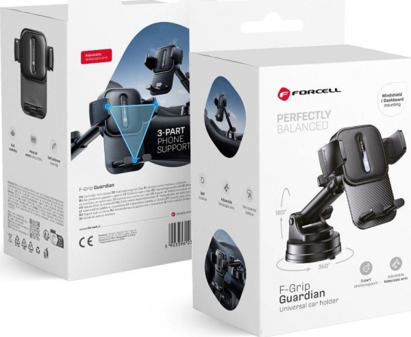 Forcell Forcell F-Grip Guardian Kfz-Handyhalter Für Scheibe/Dashboard, Schwarz