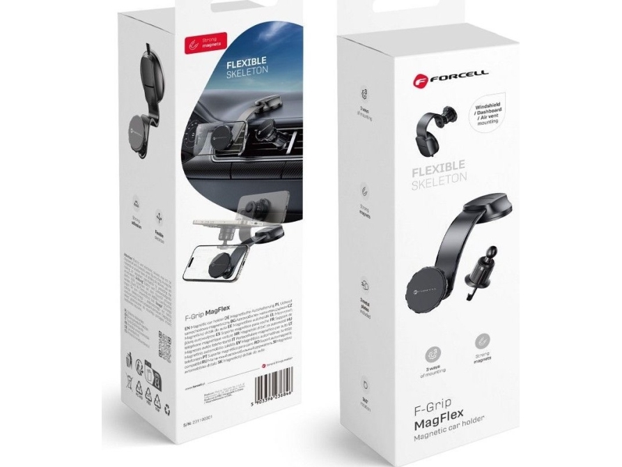 Forcell Forcell F-Grip Magflex Autohalterung Für Scheibe/Armaturenbrett/Lüftungsgitter Magnetisch, Schwarz