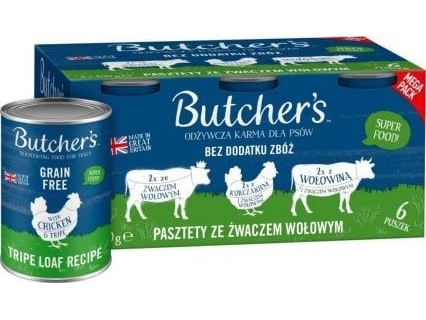 Butcher's Butcher's Original Tripe Megapack Mix Flavours With Rumen Pate Hundefoder 6 X 400G