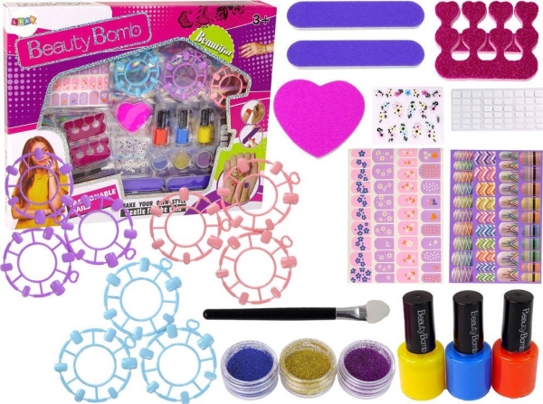 LeanToys stort neglemalingssæt - lakker, klistermærker, skillelinjer