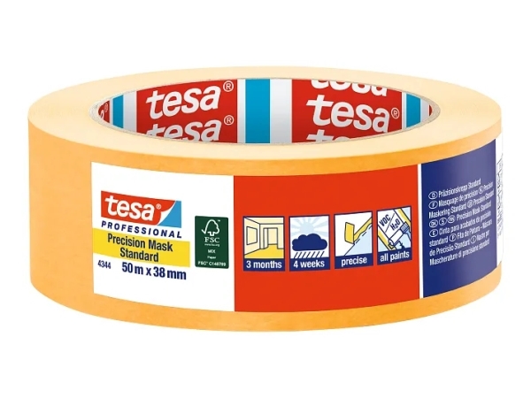 TESA Professional 4344, Allsiding maskeringstejp, papper, Orange, Metall, Plast, Gummi, Trä, Universal, Universal | Färg & Tillbehör - Täckmaterial - Maskeringstejp | GameStuff