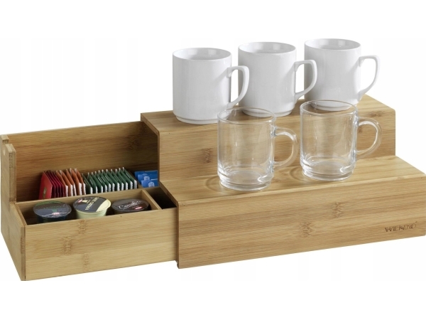 Wenko Bambu kahvi- ja teenkeitin, ruskea, lokerot, 2 tasoa, ulosvedettävä, liukumattomat jalat, merkki WENKO