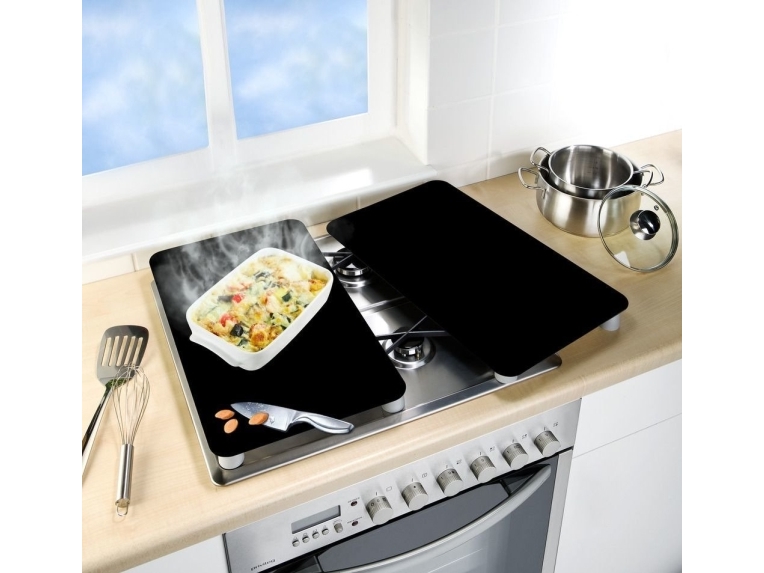 Wenko Glasschutzplatten Für Herd Schwarz, 2 Stück, Wenko