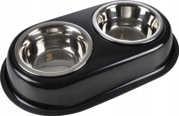 Kerbl Doppelnapf Für Hunde, Edelstahl, Ø 14 Cm, Schwarz