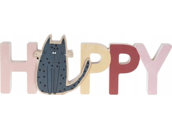 Home Styling Collection väggdekoration till barnrummet text och katt, trä, 28 x 2,5 x 12 cm | Baby & barn - Dekoration - Väggdekoration | GameStuff