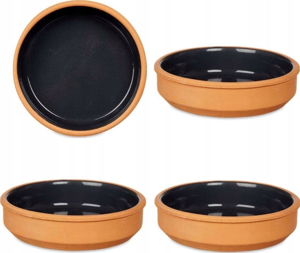 Madam Stoltz Earthenware fad, skål med glaseret indre, brun