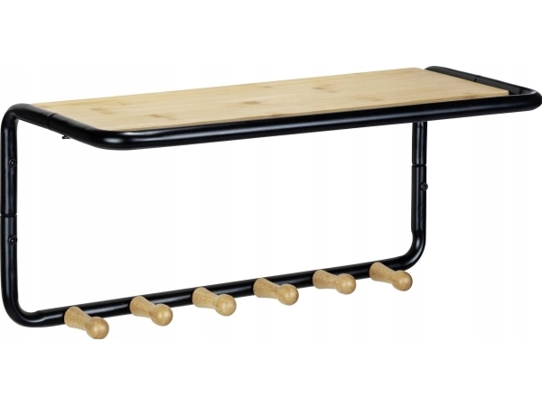 WENKO vägghylla med bambukrokar 58 x 26 x 26 cm Loft | Bostäder - Möbler - Hyllor | GameStuff