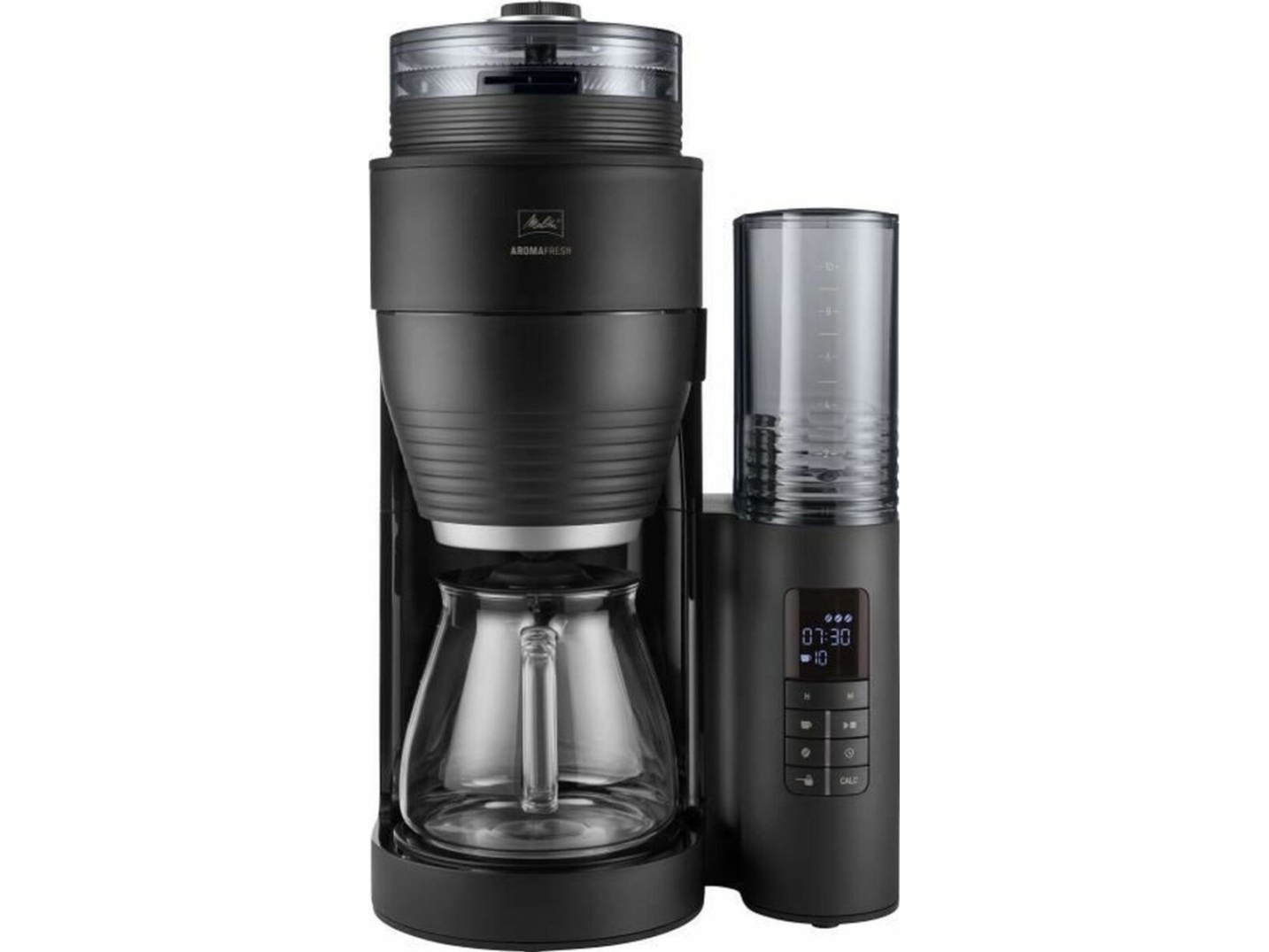 Melitta AromaFresh X, Droppande kaffebryggare, 1,25 l, Kaffeb&ouml;nor, Inbyggd kvarn, 1080 W, Svart