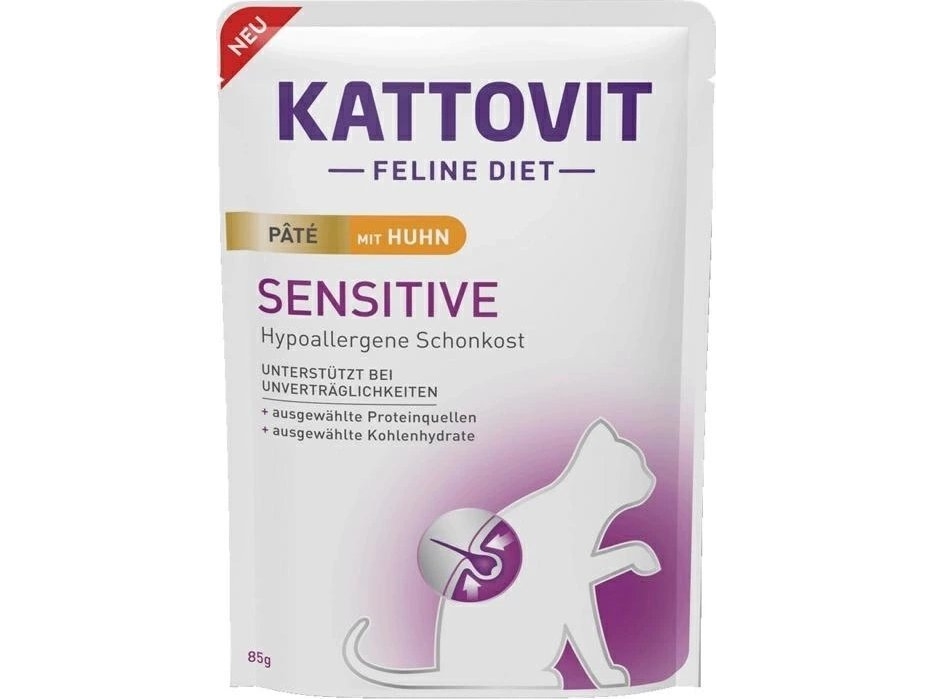 Kattovit Sensitive Karma Vådfoder Til Katte Med Kylling 85 G