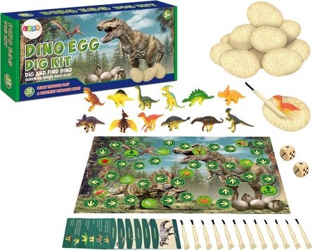 Leantoys Dinosaur Egg Figures Excavation Brætspil 12 Stk