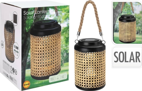 ProGarden solcellsdriven trädgårdslykta, metall, Wienfläta, | Grill, Bål & Terrasse - Tillbehör till terrassen - Trädgårdsornament | GameStuff